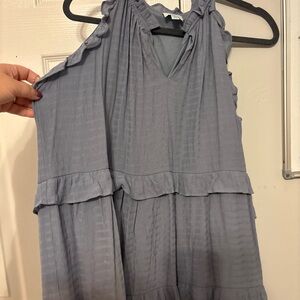 Sleeveless Ruffled Blue Maxi Dress